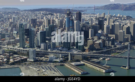 Aerial view of urban waterfront, San Francisco, California, United States Stock Photo