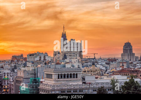 Madrid city center skyline. Madrid, Spain. Stock Photo