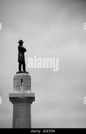 General Robert E Lee statue in downtown New Orleans before it was taken down and removed after being declared a public nuisance in a greyscale image w Stock Photo