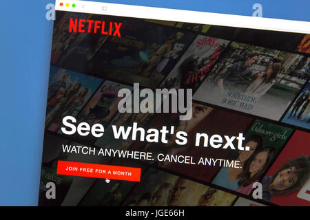 Netflix website on a computer screen. Netflix is an American multinational entertainment company Stock Photo