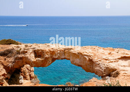 Natural rock bridge Kamara Tou Koraka, Cape Greco, Cyprus Stock Photo