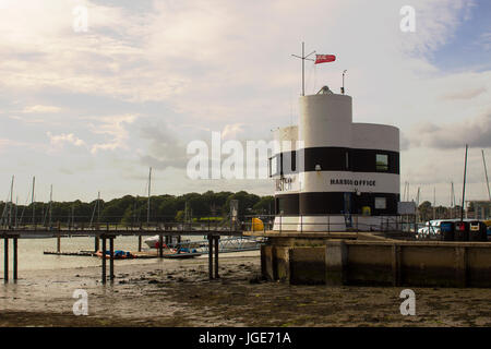 The harbour Masters office overlooking the marina and the river Hamble in Warsash in Hampshire on the south coast of England Stock Photo