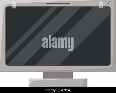 realistic grayscale silhouette of lcd monitor Stock Vector