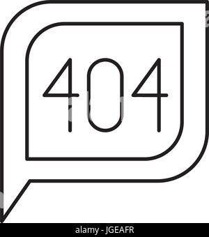 monochrome silhouette dialogue square with tail with 404 html error symbol Stock Vector