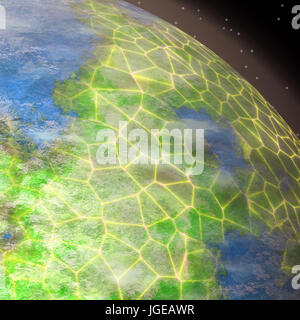 connection around globe in the night Stock Photo