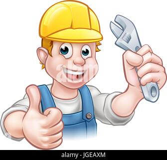 Cartoon Character Plumber or Mechanic Stock Vector