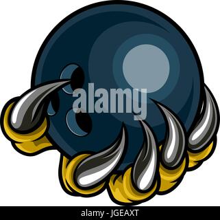 Monster animal claw holding Ten Pin Bowling Ball Stock Vector