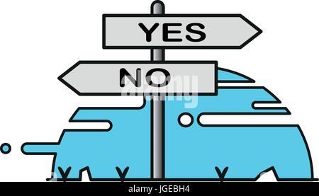 Street sign with opposite directions indications for yes and no Stock Vector