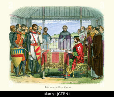King John signing the Magna Carta, 1215 Stock Photo - Alamy
