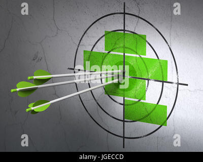 Building construction concept: arrows in Bricks target on wall ...