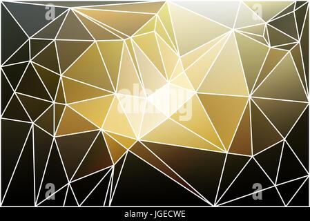 Black gray yellow white abstract low poly geometric background with white triangle mesh. Stock Vector