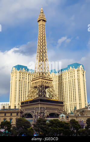 Las Vegas, USA - May 7, 2014: Paris hotel Eiffel towern during day in Nevada Stock Photo
