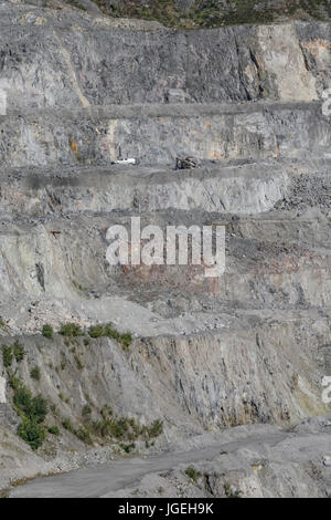 Wheal Remfry China Clay pit / works near St. Dennis village in Cornwall. Data mining abstract, mining terraces in Cornwall, Cornish Lithium metaphor. Stock Photo