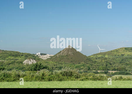 Mining tip near the village of St. Dennis, Cornwall - part of Cornwall's 'Clay Country'. Stock Photo