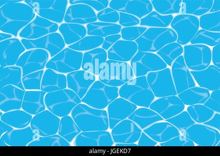 top view of caustics in blue swimming pool or ocean water background Stock Vector