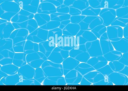 top view of caustics in blue swimming pool or ocean water background Stock Vector