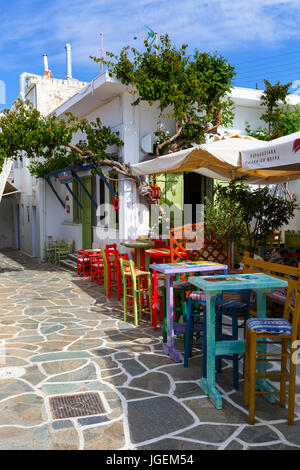 Street view of Messaria village on Kythnos island in Greece. Stock Photo