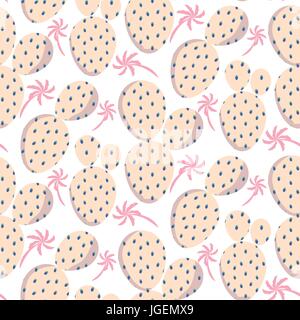 Bold soft pink cactus vector seamless pattern texture. Floral thicket cacti background for wallpaper, textile and clothes. Stock Vector