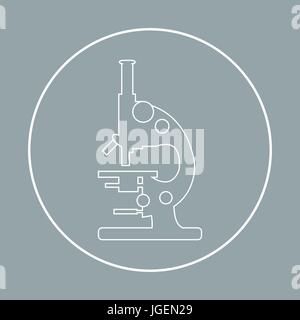 Stylized vector icon of microscope. Magnifying device sign. Laboratory equipment symbol. Stock Vector
