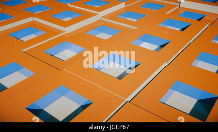 Field of bright orange cubes. 3d rendering Stock Photo
