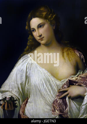 Flora by Titian - Tiziano Vecelli or Tiziano Vecellio  1515 -  1517 Venice Italy Stock Photo