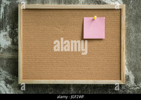 Paper note pin on cork board. Blank notes for add text message. sticker note. Stock Photo