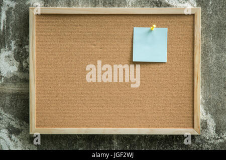 Paper note pin on cork board. Blank notes for add text message. sticker note. Stock Photo