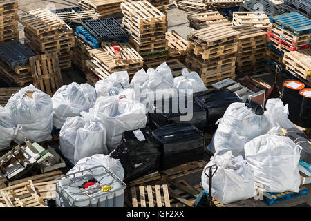 Stored recycling waste. Quayside Southampton UK Stock Photo