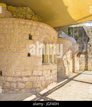 The old medieval St Nicholas Church covered with protective roof, Demre, Turkey. Stock Photo