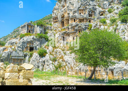 Tombs in Myra are one of the most unusual burial places in Europe, Turkey. Stock Photo