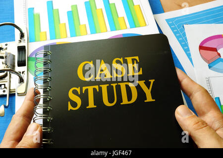 Book with title case study in an office. Stock Photo