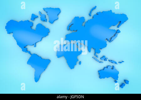 Blue 3d world map Stock Photo - Alamy