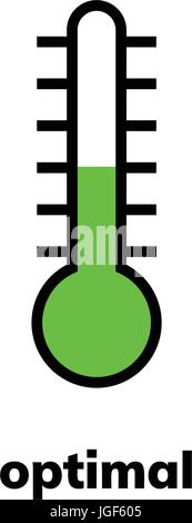 Temperature icon, vector clip art. Narrow-range mercury thermometer shows optimal weather Stock Vector