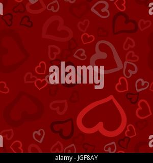 Abstract Seamless Red Hearts Pattern. Valentine s Day Card, Warping Paper or Background Vector Design Stock Vector