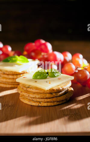 Pepper Jack cheese and crackers Stock Photo