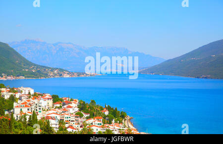 The Bay of Kotor and Herceg Novi town in Montenegro Stock Photo