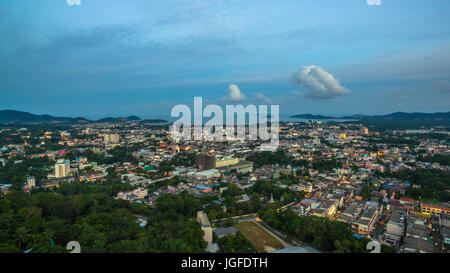 aerial view Khao Rung the landmark viewpoint of Phuket place in the middle of Phuket town Khao Rang viewpoint on hill top in the middle of Phuket town Stock Photo