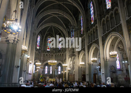 The Sanctuary of Our Lady of Lourdes, a destination for pilgrimage in France famous for the reputed healing power of its water. Stock Photo