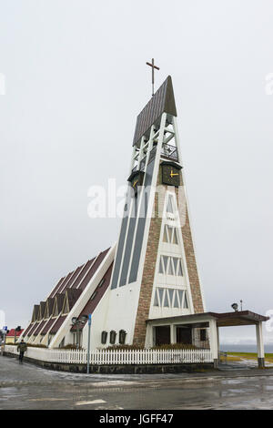 Hammerfest Church (1961) is the parish church for Hammerfest municipality in Finnmark County, Norway Stock Photo