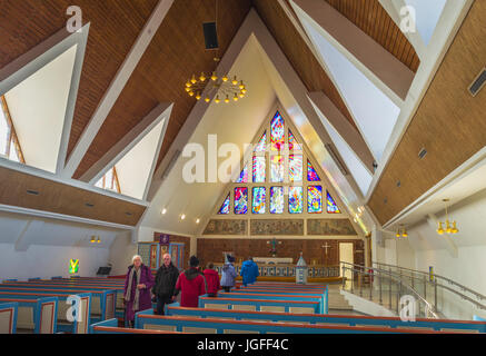 Hammerfest Church (1961) is the parish church for Hammerfest municipality in Finnmark County, Norway Stock Photo