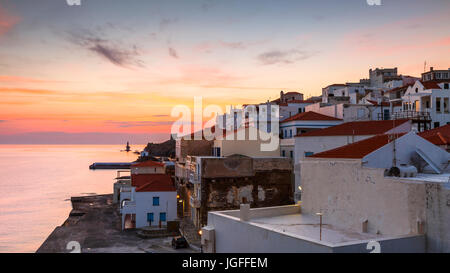 Chora of Andros island early in the morning. Stock Photo