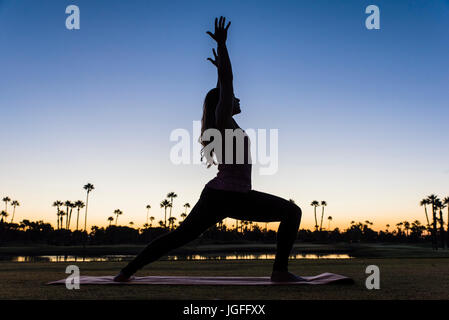 Back view of unrecognizable people performing Padmasana yoga pose on wooden  platform during outdoor training with female instructor in garden Stock  Photo - Alamy