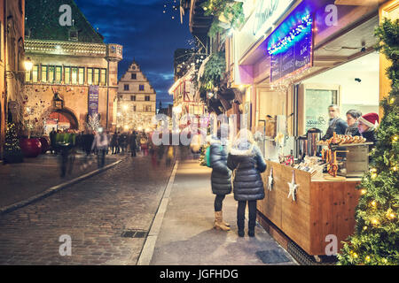Christmas market at the city center. Colmar.  Haut-Rhin. Alsace. France. Stock Photo