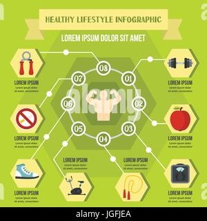 Healthy lifestyle infographic concept, flat style Stock Vector