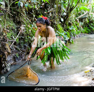 Fishing woman Mentawai Siberut island. Sumatra, Indonesia Stock Photo ...