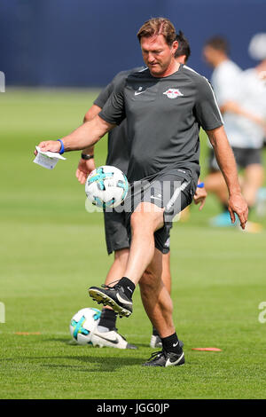 Leipzig, Germany. 6th July, 2017. Coach Ralph Hasenhuettl of Bundesliga soccer club RB Leipzig, photographed during the first training session at the RB training center in Leipzig, Germany, 6 July 2017. Photo: Jan Woitas/dpa-Zentralbild/dpa/Alamy Live News Stock Photo