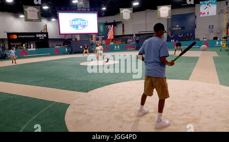 Miami Beach, FL, USA. 6th July, 2017. Volunteers check out a miniature ballpark Thursday, July 7, 2017, at the Miami Beach Convention Center where the Major Leaqgue All Star Game FanFest will open Friday morning Credit: Sun-Sentinel/ZUMA Wire/Alamy Live News Stock Photo