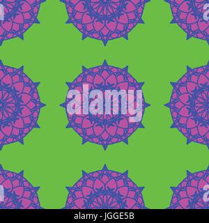 Oriental vecor seamless pattern on the neon green background Stock Vector