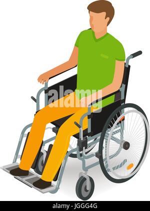 Wheelchair user, disabled, handicapped people icon or symbol. Cartoon, vector illustration flat style Stock Vector