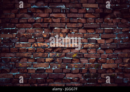 red brick wall texture grunge background with vignetted corners, may use to interior design Stock Photo